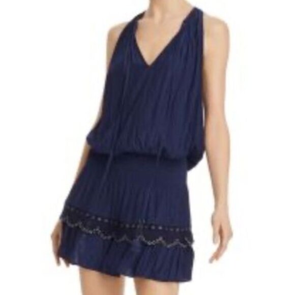 RAMY BROOK Navy Sleeveless Dress with Metal Beaded Details EUC Size M Medium - Picture 1 of 15